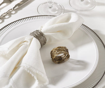 Fennco Styles Metal Design Napkin Rings - Sold Per 4 (Silver)