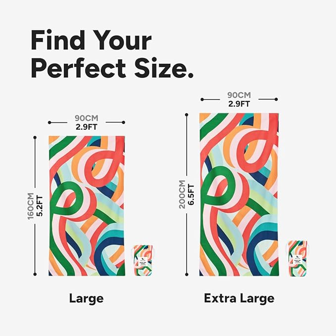 Dock & Bay Beach Towel - Quick Dry, Sand Free - Compact, Lightweight - 100% Recycled - Includes Bag - Fruit Loops - Large (160x90cm, 63x35)