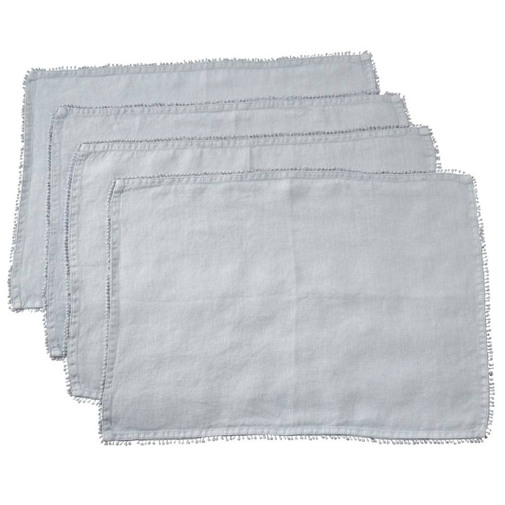 Fennco Styles Pomponin Collection Pom Pom Design 100% Linen Table Runner