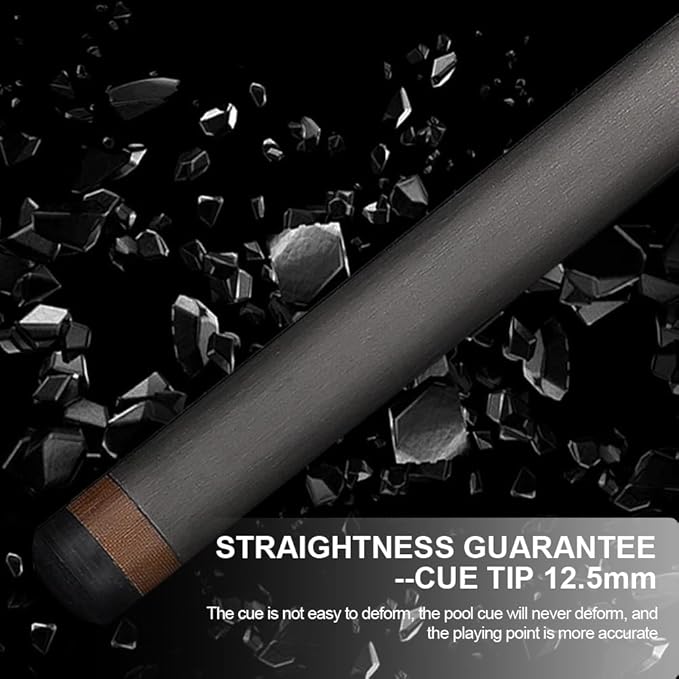 Carbon Fiber Pool Cue Stick 12.5mm Low Deflection Billiard Cue Stick Case Set with Little Extension