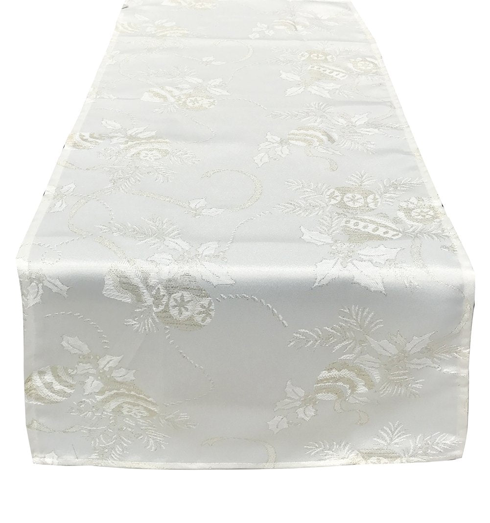 Fennco Styles Royal De Noel Holiday Design Jacquard Rectangular Tablecloth. One Piece.