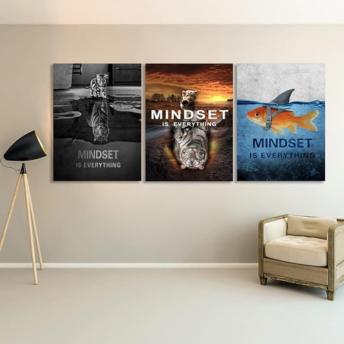 Success Wall Painting Inspirational Art Office Decor Motivational Canvas Black Poster Positive Framed Artwork Prints Picture for Living Room [36'W x 16'H]