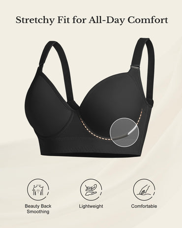 QDN Supportive Push Up Strapless Bra Black Size 42C