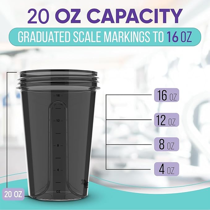 '-2 Pack- 20 oz Protein Shaker Bottles for Protein Mixes - 2x Wire Whisk, Leak Proof Shaker Cups for Protein Shakes and Pre Workout, Protein Shaker Bottle Pack, Protein Mixer Cup (Blue&Black)