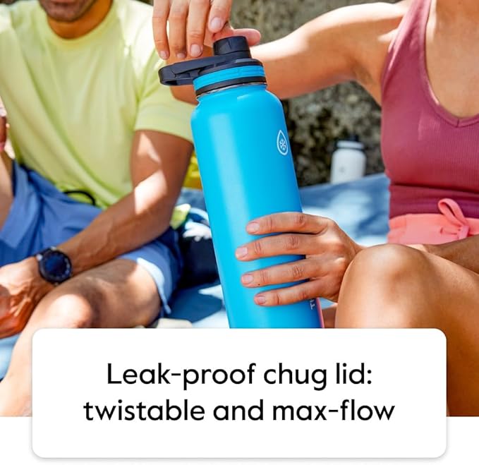 Thermoflask Double Wall Vacuum Insulated Stainless Steel Water Bottle (Onyx Black/Splash)