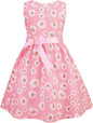 Girls Floral Cotton Dress - Sleeveless Summer Dress with Zipper Closure