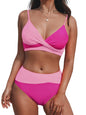 Women's High Waisted Bikini Set - V Neck Twist Front Two Piece Swimsuit with Adjustable Straps