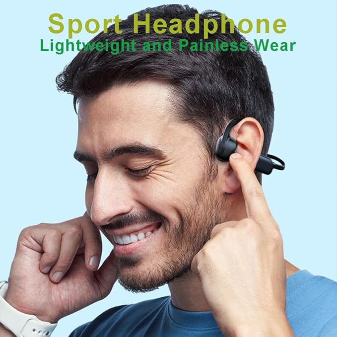 IHAO Swimming Headphones True Bone Conduction Open Ear Headset MP3 Player Built-in 32G Memory IP68 Underwater Waterproof Stereo Bluetooth Earphone for Driving Bicycling Running Skiing-Orange