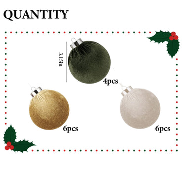 Choonshow Velvet Christmas Ball Ornaments 16 Pack 3.15" Brown Green