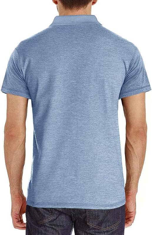 Men's Casual Polo Shirts Classic Button Basic Short Sleeve Shirt Solid Color Cotton Tees Golf Stylish Tops