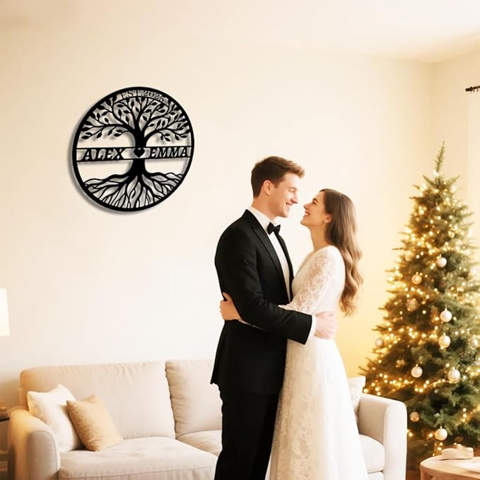 Personalized Tree of Life Metal Name Sign | Custom Metal Signs | Family Wall Art | Wedding Gift & Anniversary | Indoor Decor Gift for Women, Men, Wife, Parents, Couple