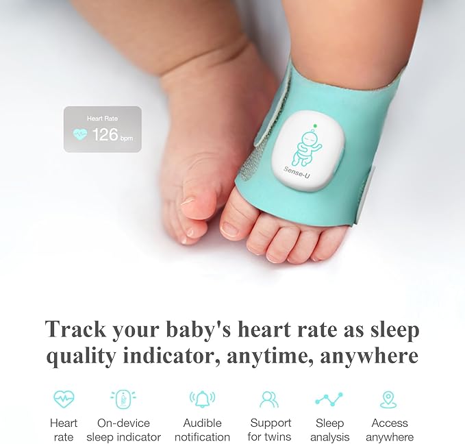 Sense-U Smart Sock Shoe Baby Monitor (Long Range) – Track Baby’s Heart Rate, Movement, and Sleep with Real-Time Alerts from Anywhere