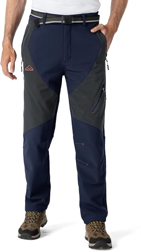 YSENTO Men's Fleece Lined Ski Snow Pants Winter Waterproof Softshell Insulated Hiking Cargo Pants