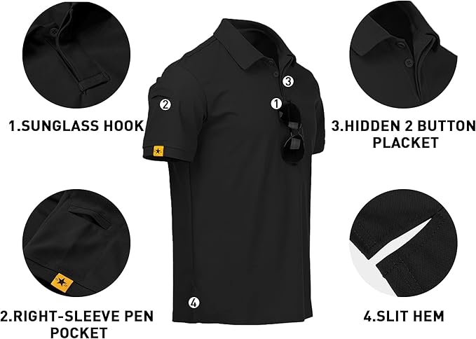 V VALANCH Mens Polo Shirts Short Sleeve Moisture Wicking Golf Polo Athletic Collared Shirt Tennis T-Shirt Tops