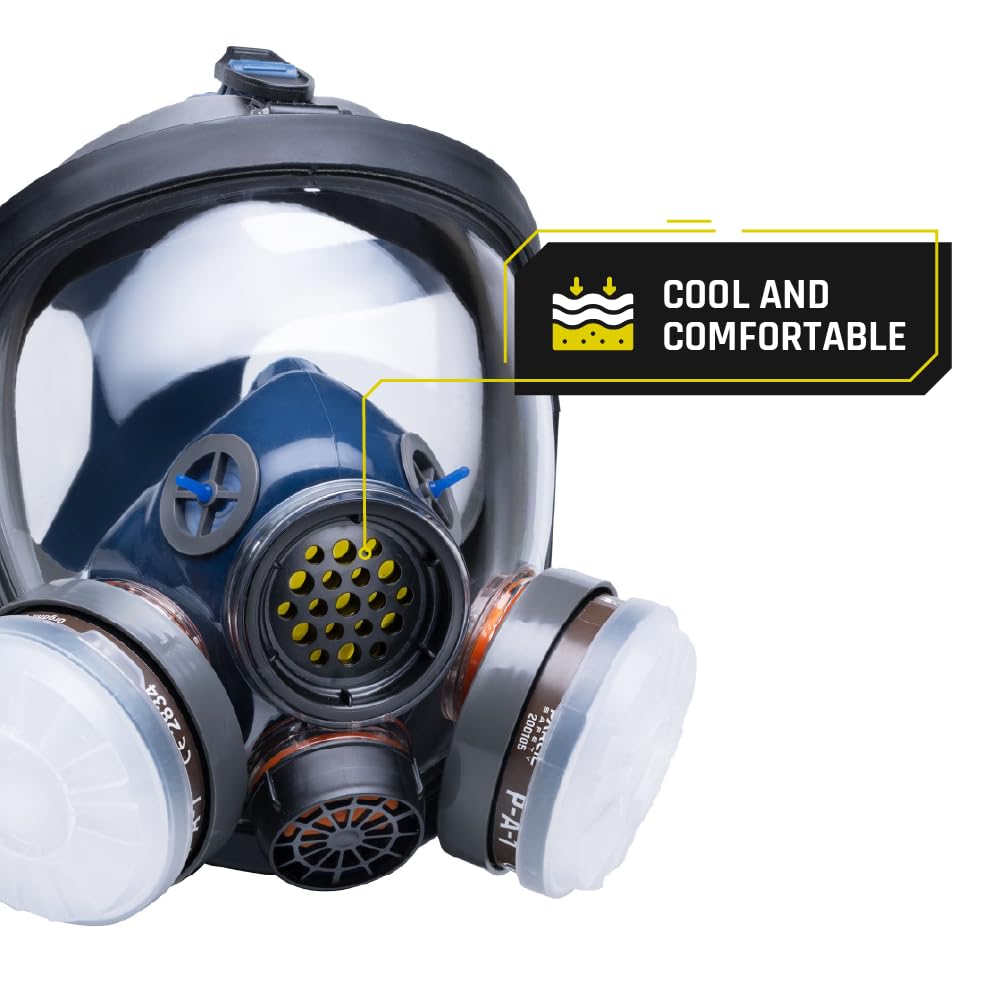Parcil Distribution Full Face Respirator Mask with Filters – Durable Full Face Respirator Gas Mask, Bayonet Filter Compatible