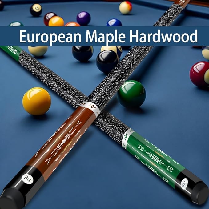 Pool Stick Set of 4, Pool Sticks for Adults, 58inch Billiard Cue Sticks with Maple Wood, Bar Billiard Cue Stick for Professional Billiard Players - 18oz, 19oz, 20oz, 21oz