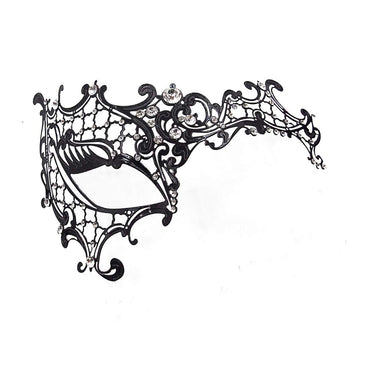 Rhinestone Metal Masquerade Mask for Women - Venetian Party Mask - Elegant Prom Ball Costume Accessory