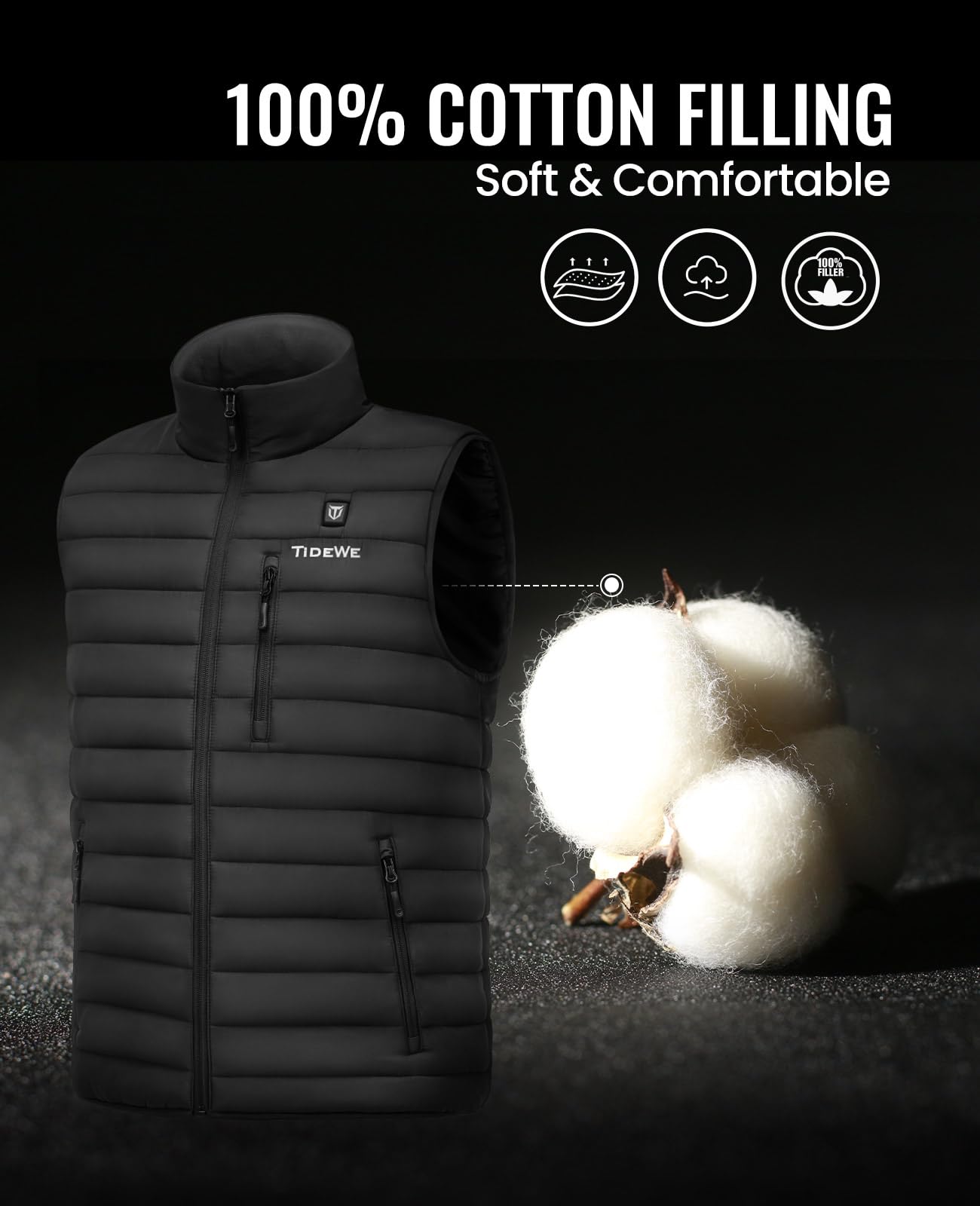 TIDEWE Men’s Heated Vest with Battery Pack, Lightweight Vest for Hunting/Hiking