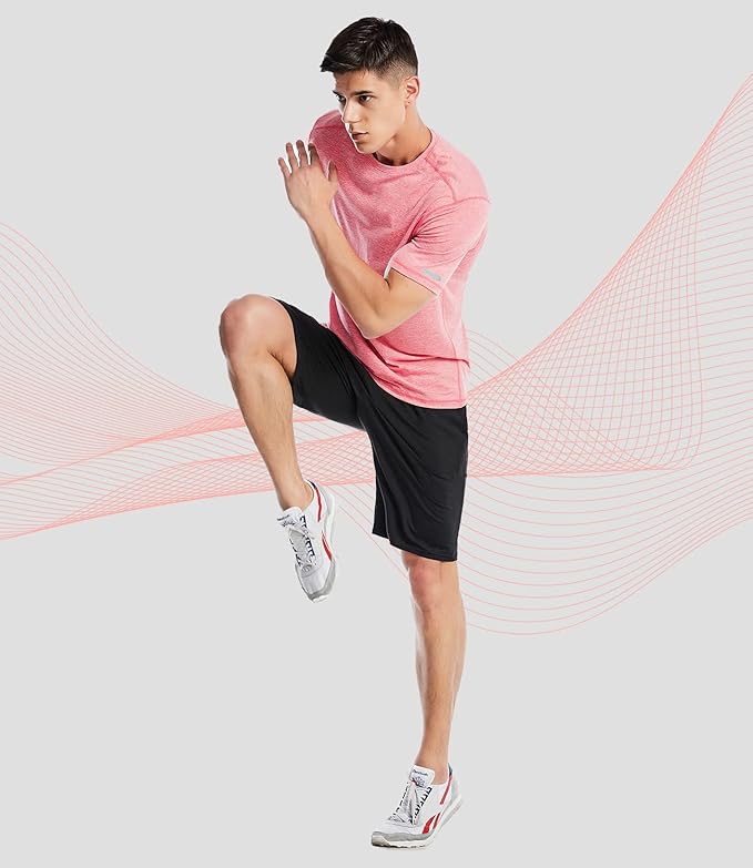 Zengjo Athletic Shirts for Men Short Sleeve Quick Dry Workout Running Gym Sport Exercise Tee Moisture Wicking