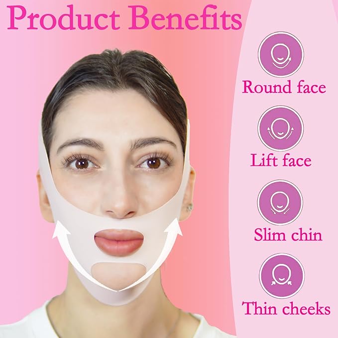 V Line Lifting Mask Chin Strap for Sleeping, Face Lifting Strap, Chin Strap, Jawline Shaper, Jaw Strap, Double Chin Reducer,Face Lift Tape & Snoring Solution (Pinkk)