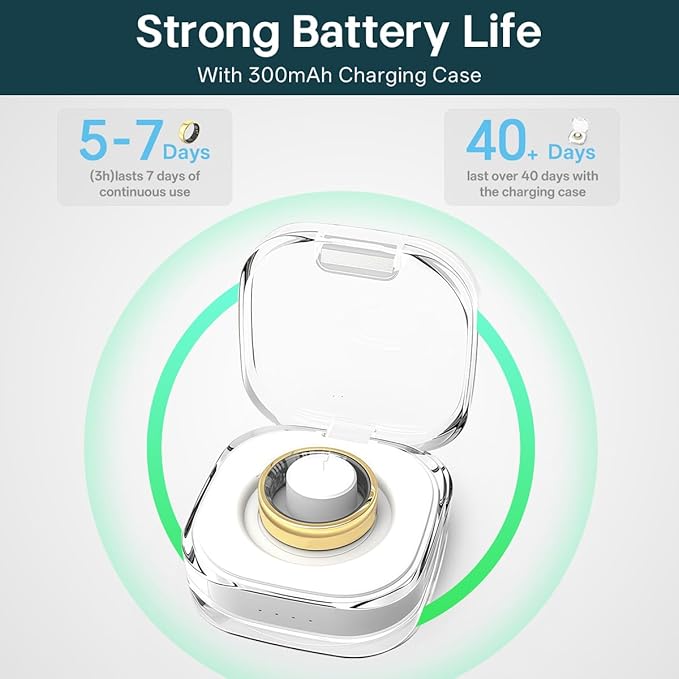 Smart Rings for Women Men,Fitness Tracker Ring,Heart Rate,Blood Oxygen,Blood Pressure,Step Tracker,Sleep Monitoring,No Subscription Fee,IP68 Waterproof Smart Ring for iPhone&Android(Gold 9)