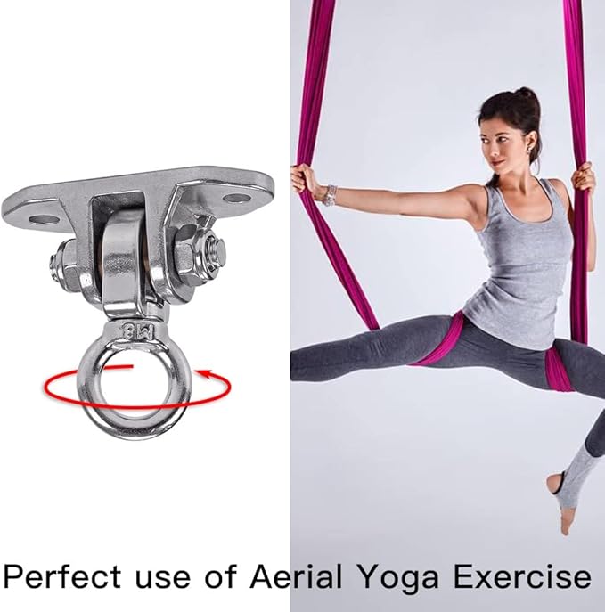 Stainless Steel Heavy Duty Swing Hanger 180°+360° Ceiling Swing Mount Free Swivel Swing Hook Swing Hardware Kit for Yoga Swing Hammock Chair Porch Swing Sets Heavy Punching Bag 1500 LB Capacity