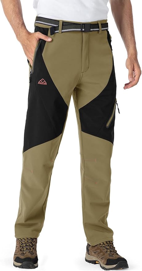 YSENTO Men's Fleece Lined Ski Snow Pants Winter Waterproof Softshell Insulated Hiking Cargo Pants