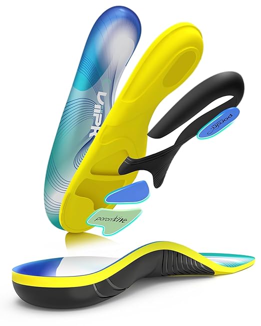 Upgraded Plantar Fasciitis Insoles, 240lbs Heavy Duty Work Boot Insoles for Men, Arch Support Orthotics Inserts, Athletic Gel Shoe Inserts for Pain Relief, Flat Feet, Standing All Day - L