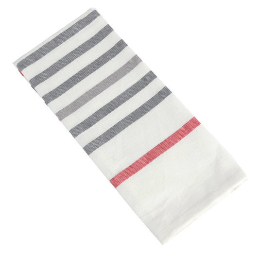 Fennco Styles Café Collection Striped Design Kitchen Cotton Towels 18"W x 28"L, Set of 4 - Grey Hand Towel for Home, Kitchen, Dining Table Decor, Banquet and Special Occasion