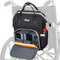 YMU Wheelchair Backpack Bag Large Insulated Pocket Black Shoulder Strap