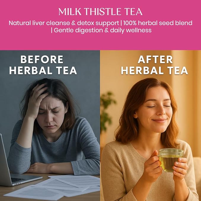 BlendArt Teas - Milk Thistle Seeds Herbal Tea - 100 Count - Pyramid Tea Bag | For Liver Detox support | Reduce inflammation | Refreshing Peppermint with lemon flavour - Caffeine Free | Ziplock Pouch