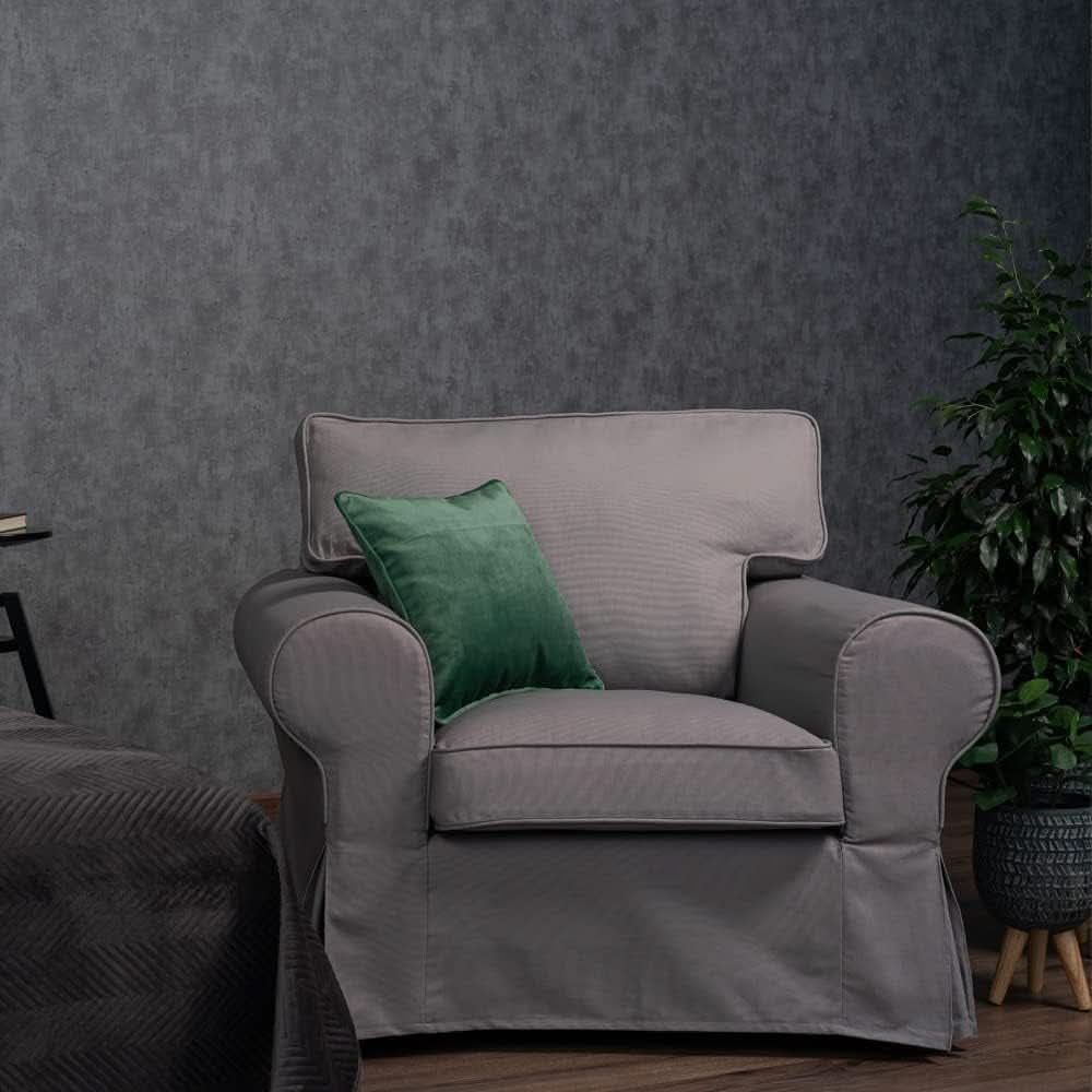 Ektorp Armchair Slipcover Cotton Grey Replacement For IKEA