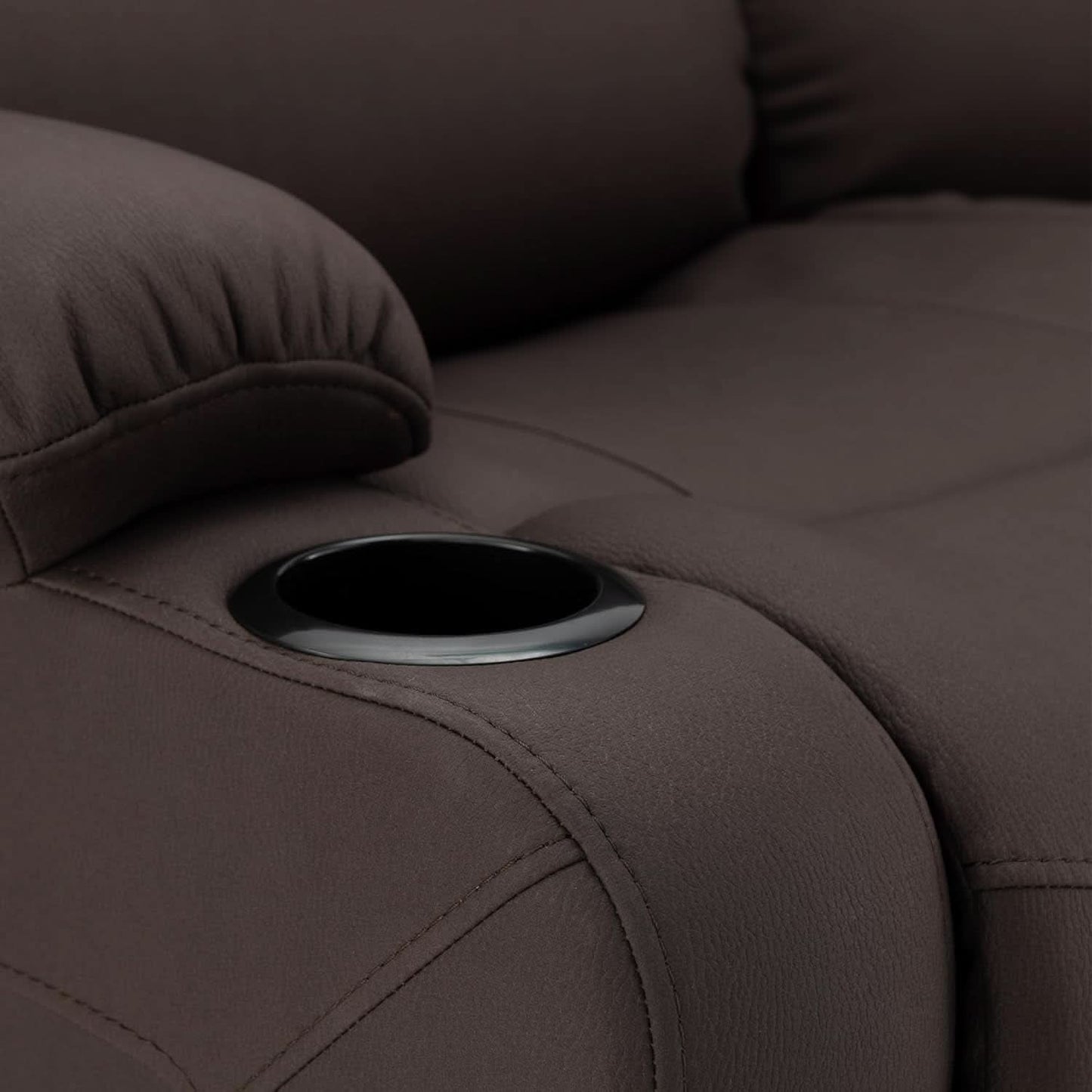 58 Inch Double Wall Hugger Theater Recliner Sofa, Chocolate