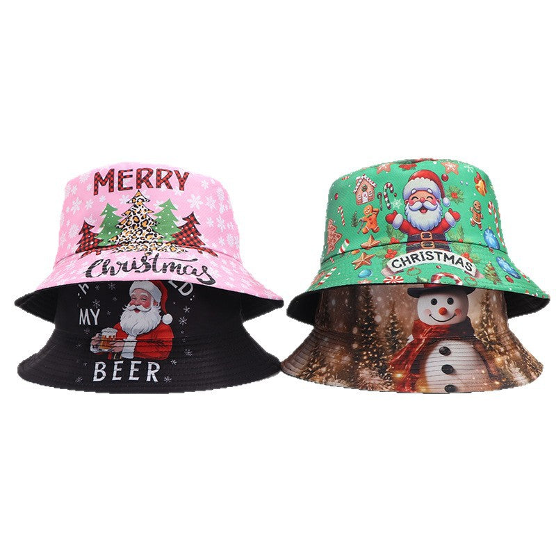 European And American Digital-print Bell-shaped Reindeer Bucket Hat