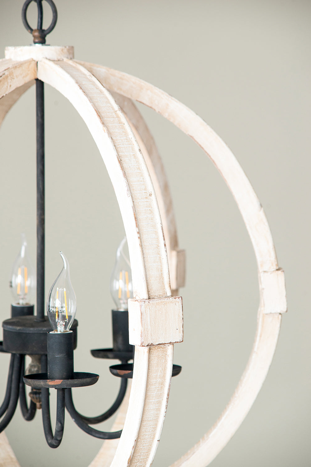 Chandelier 6-Light Wood Hanging Adjustable Chain Kitchen Dining Room