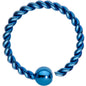 16G 3/8" Light Blue IP So Twisted Captive Style Seamless Ring