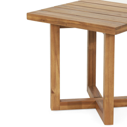 Outdoor Chair Set Acacia Wood Rope Beige Cushion Table