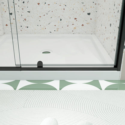 56-60in W x 71in H Pivot Swing Glass Shower Door, Matte Black, 6mm Clear SGCC