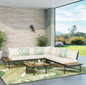 Outdoor Sectional Set Acacia Wood 4 Piece Seats 5
