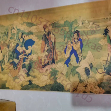 Old Chinese Long Scroll – Ding Yunpeng’s “Eight Immortals” Ink Painting
