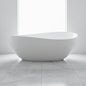 Nuvia 63-Inch Freestanding Glossy White Stone Resin Bathtub With Overflow And Drain (SAK42613)