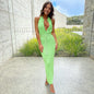 New Mint green Single Breasted open Back Slim Fit Dress for women