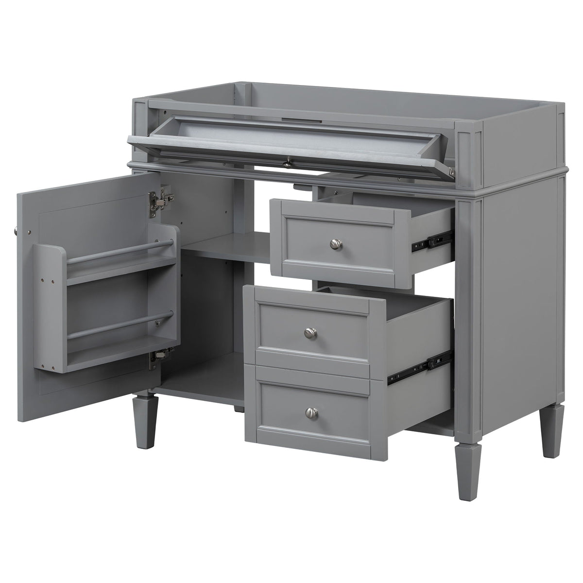 Bathroom Vanity With 2 Drawers And Tip-Out Drawer, Storage Cabinet