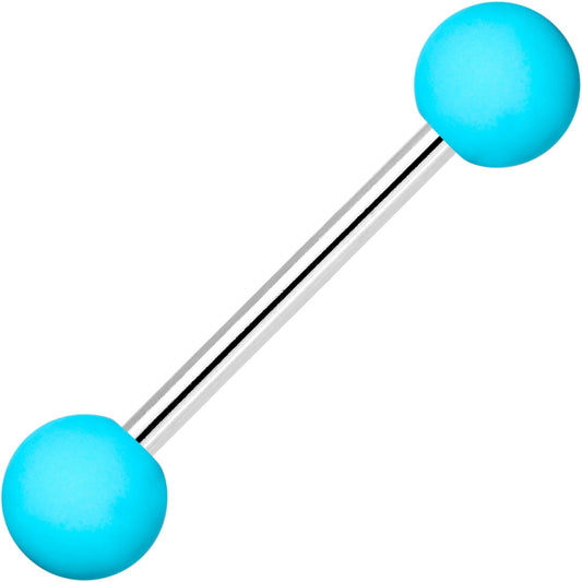Blue Silicone Coated Acrylic Ball End Barbell Tongue Ring