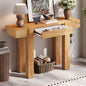 Rustic Console Table, Hidden Drawer, Side Power Outlet, Entryway Table, Natural