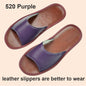 Widened Plus Size Leather Slippers
