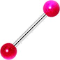 Red Pink Pearlescent Acrylic Ball End Barbell Tongue Ring