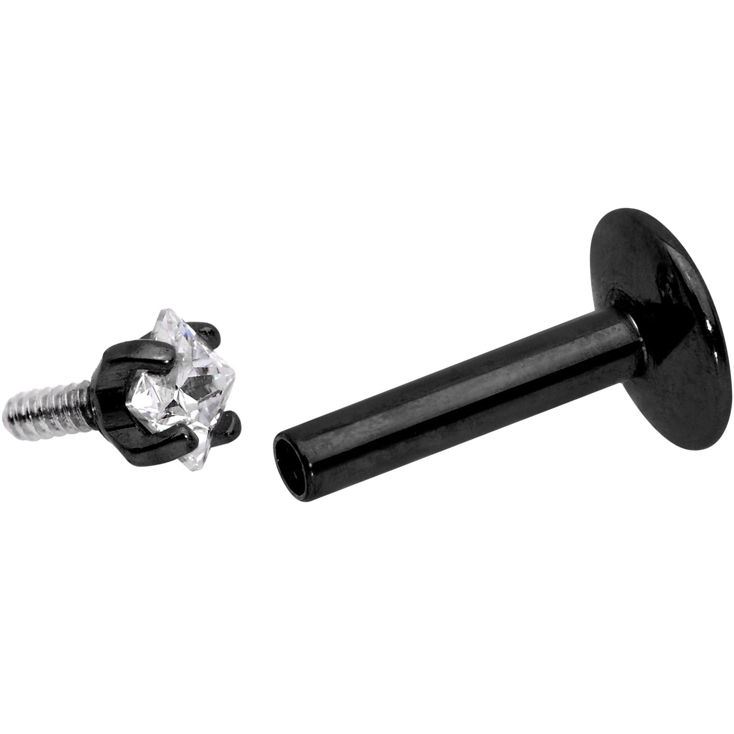 1/4 Clear Square CZ Black PVD Internally Threaded Labret Monroe