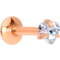 1/4 Clear Heart CZ Rose Gold PVD Internally Threaded Labret Monroe