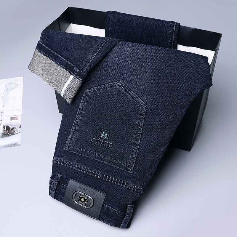 High-end Mens Straight-leg, Relaxed-fit, Plus-size Business Casual Jeans